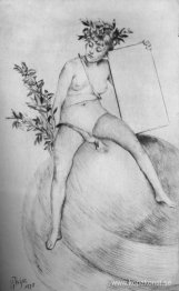 Två frontispice (sitter på jordklotet)