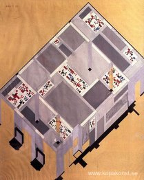 Utkast till terummet på bottenvåningen i Cafe Aubette