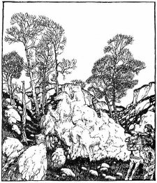 Gawain anländer till Green Chapel