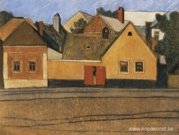 Hus i Szentendre med blå himmel