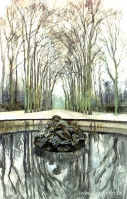 Versailles. Fontän av Bacchus på vintern