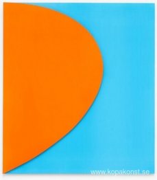 Orange relief med blått