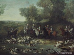 Louis XV jagar rådjur i Saint-Germain-skogen