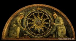 Sankt Antonius av Padua och Sankt Bernardine av Siena presentera