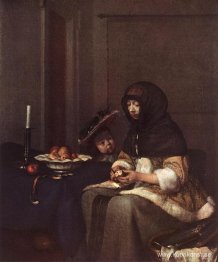 Kvinna som skalar äpple