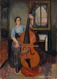 Kvinna med kontrabas