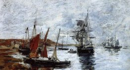 Camaret, båtar på stranden
