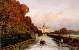 Utsikt till Michaels slott i Petersburg från Lebiazhy-kanalen