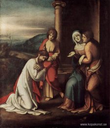 Kristi avgång från Maria med Maria och Marta, Lasarus systrar