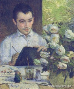 Pierre Bracquemond målar en bukett blommor