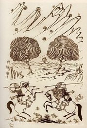 Illustration till en dikt av Firdausi 'Shahnameh'