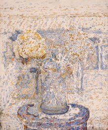 Vas med blommor (mörka färger)