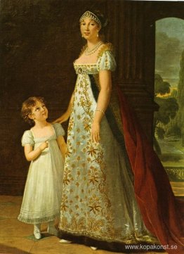Porträtt av Caroline Murat med sin dotter Letizia