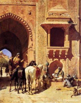 Porten Till Fästningen På Agra, Indien
