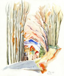 Väg som går ner från Antagnes mot Ollon i kantonen Vaud, Schweiz