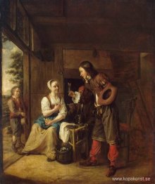 Man erbjuder ett glas vin till en kvinna