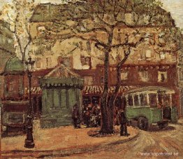 Grönaktig buss på Street of Paris