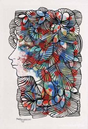 Utsmyckat huvud av en kvinna