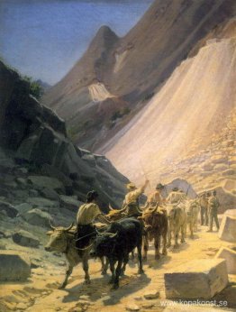 Transporten av marmor i Carrara