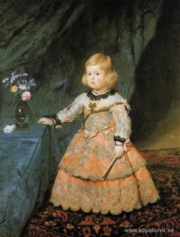 Infanta Margarita Teresa från Spanien i en röd klänning