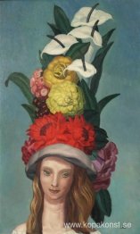 Kvinna med blommig hatt