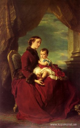 Kejsarinnan Eugenie håller Louis Napoleon, den kejserliga prinse