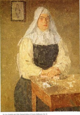 Marie Poussepin sitter vid ett bord
