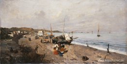 Båtar och barn på stranden