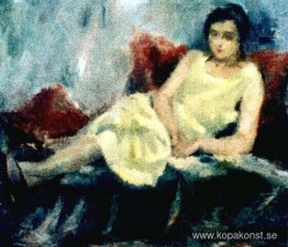 Kvinna sitter