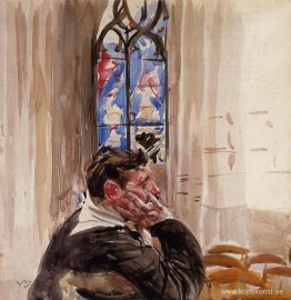 Porträtt av en man i kyrkan