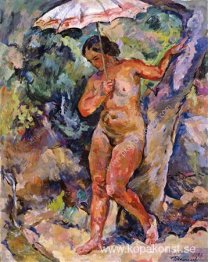 Flicka under paraplyet