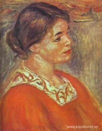 Kvinna i en röd blus