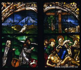 De målade glasfönstren i hemmet Hofer Family Chapel