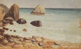 Stenig havsstrand. Krim