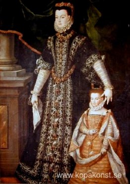 Porträtt av Diane d'Andouins och hennes dotter