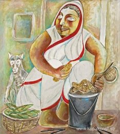 Kvinna som säljer majs