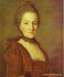 Porträtt av en okänd kvinna i en röd klänning