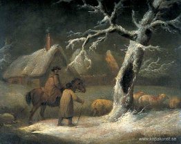 Herde i ett snöigt landskap