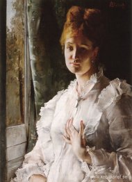 Porträtt av en kvinna i vitt