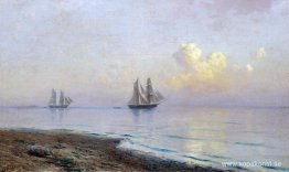 Havslandskap med segelbåtar