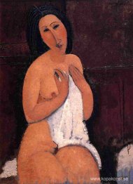 Sittande naken med skjorta