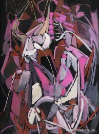 Sammansättning rose et parme sur fond noir