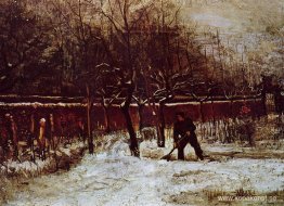 Prästgårdens trädgård i Nuenen i snön