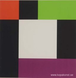 Tre färger omgivna av lika mängder svart och vitt