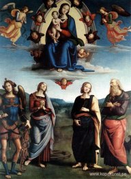 Madonna i ära med barnet och heliga