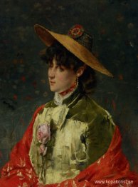 Kvinna i en halmhatt