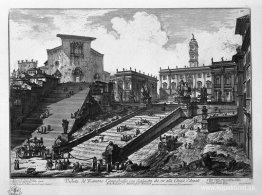 Utsikt över den romerska Capitolium, med trappan som går till ky