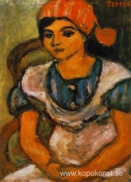 Flicka med röd sjal