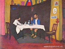 Kandinsky och Erma Bossi vid bordet i Murnauhuset
