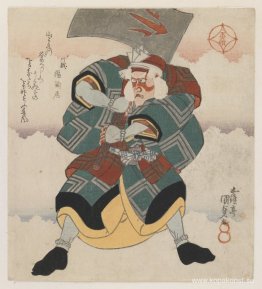Ichikawa Danjuro VII Hanter en yxa med en vithårig peruk
